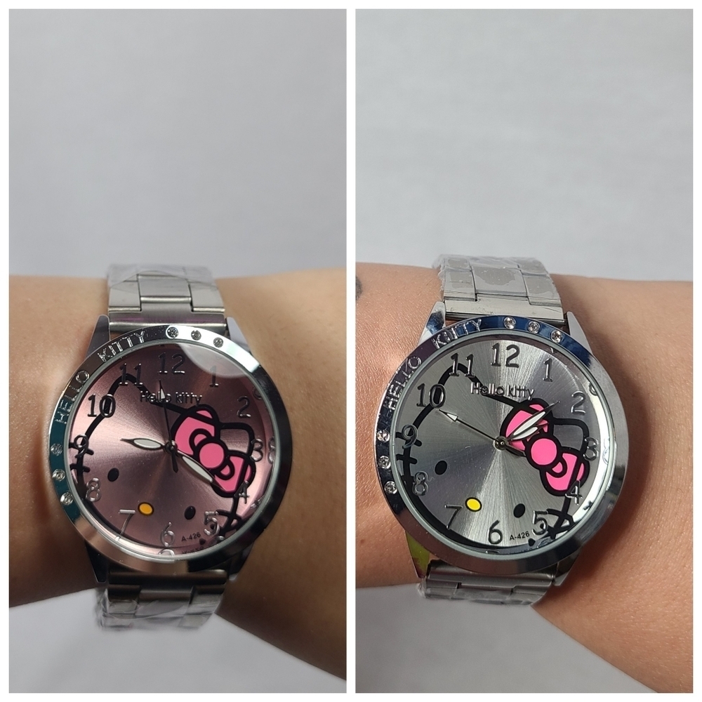 Brand new Sanrio Hello Kitty stainless steel watch bundle of 2 silver and pink